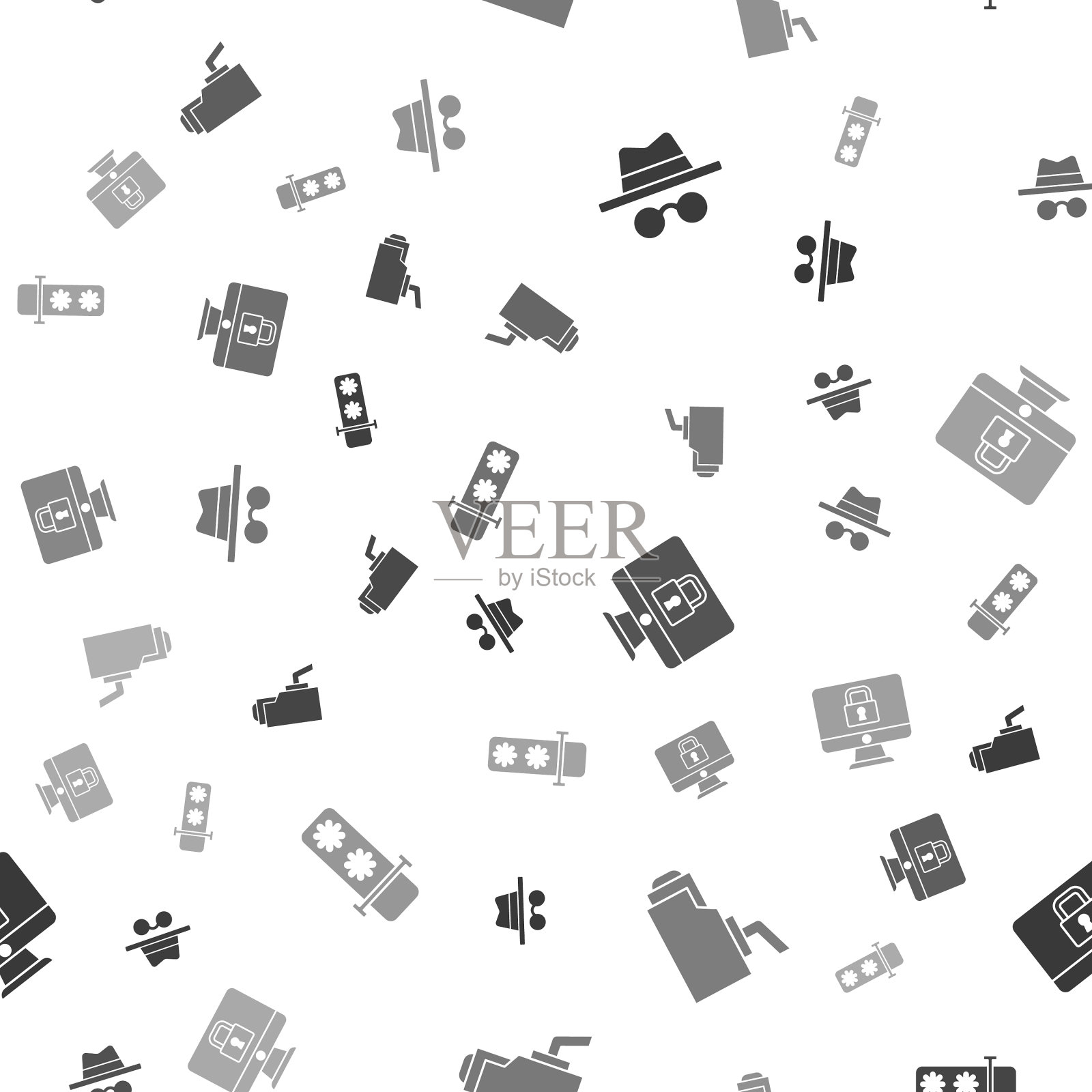 设置隐身模式安全摄像头锁定图标素材