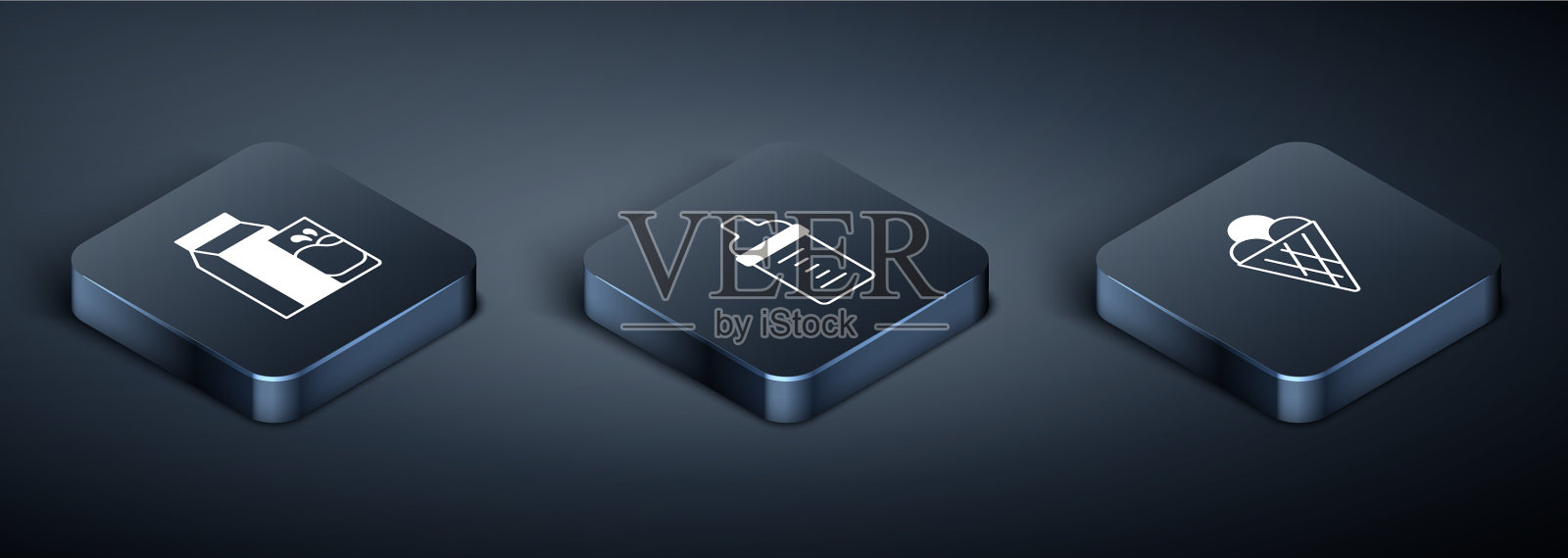 设置等距纸包装的克非尔冰淇淋图标素材