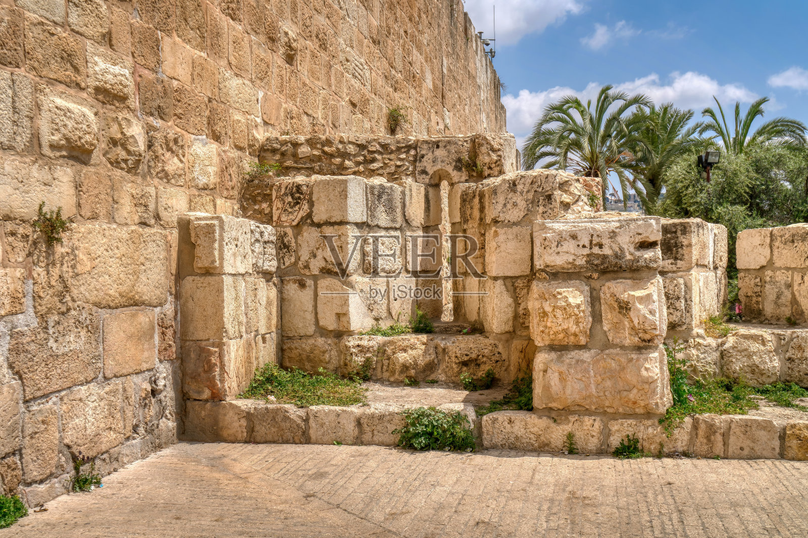 耶路撒冷老城的城墙照片摄影图片