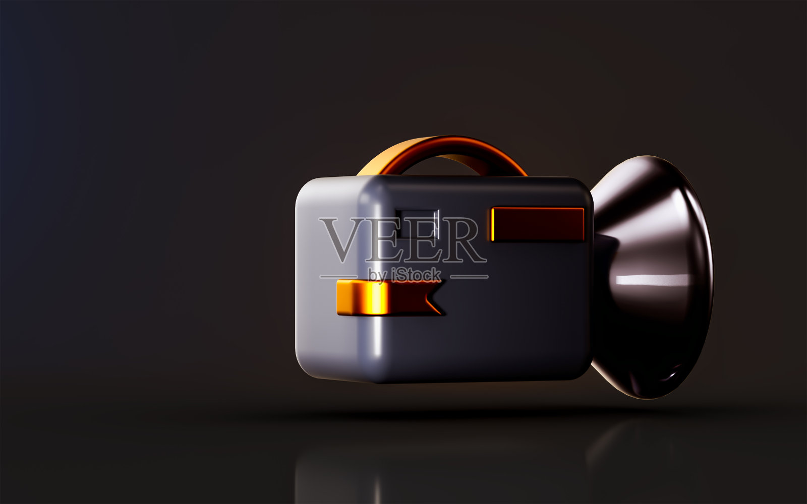 摄像机图标上的黑暗背景3d渲染概念的记录照片摄影图片