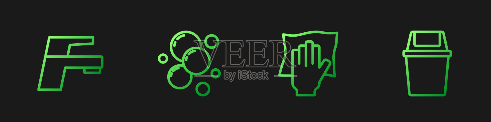 设线清洁服务水水龙头肥皂水插画图片素材