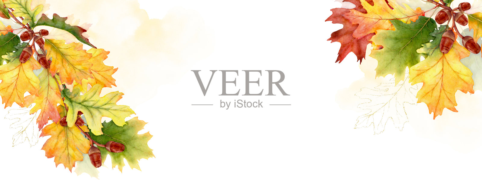 水彩秋季抽象背景与季节性的树叶插画图片素材