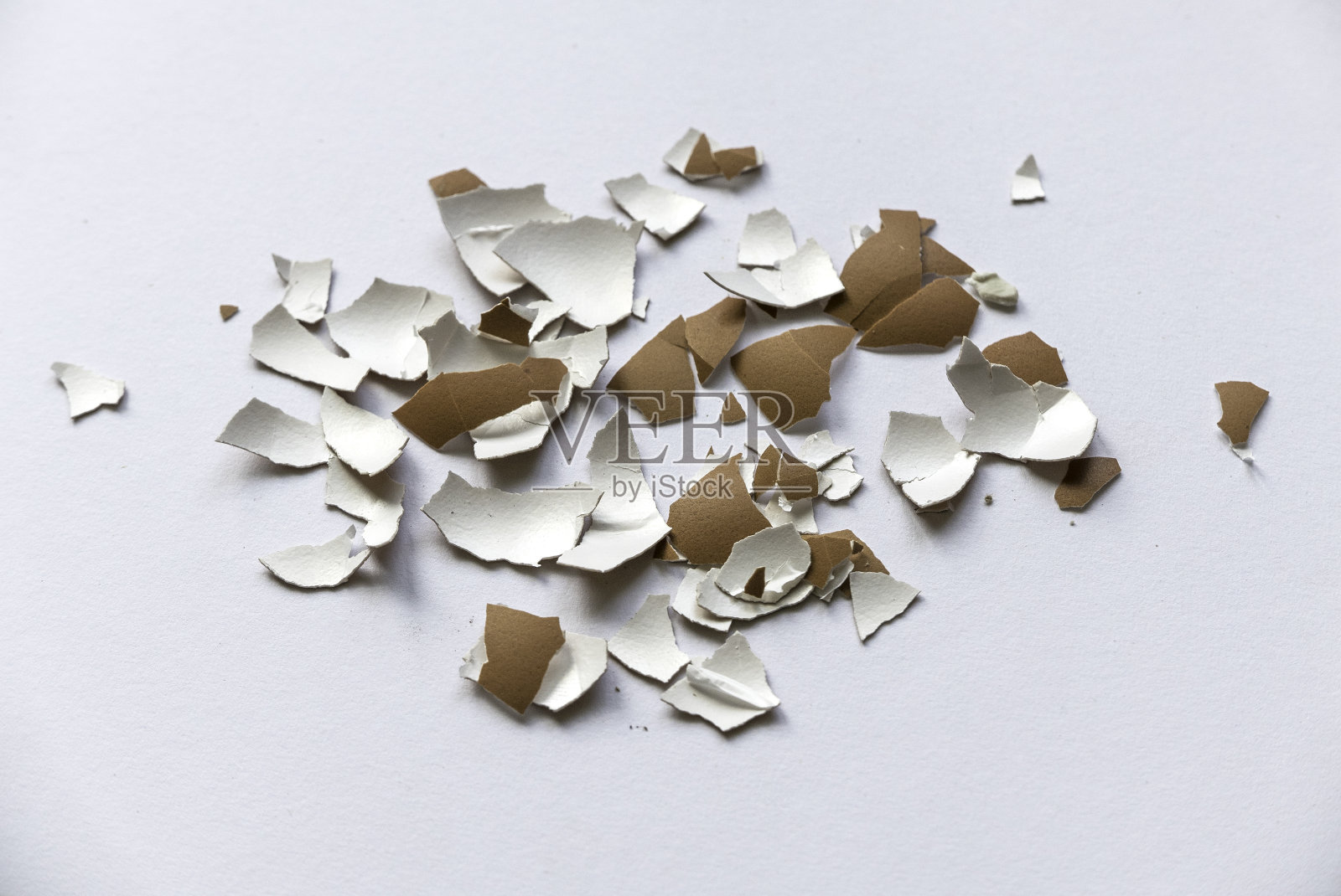 蛋壳孤立在白色背景上。照片摄影图片