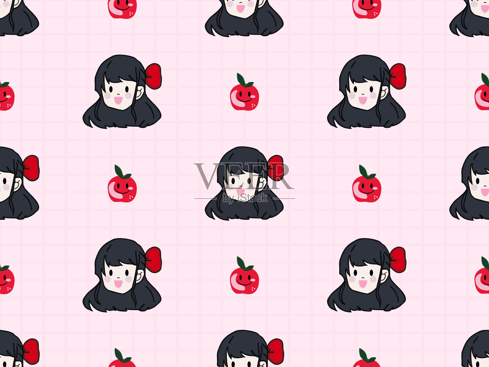 女孩无缝图案的粉红色背景插画图片素材