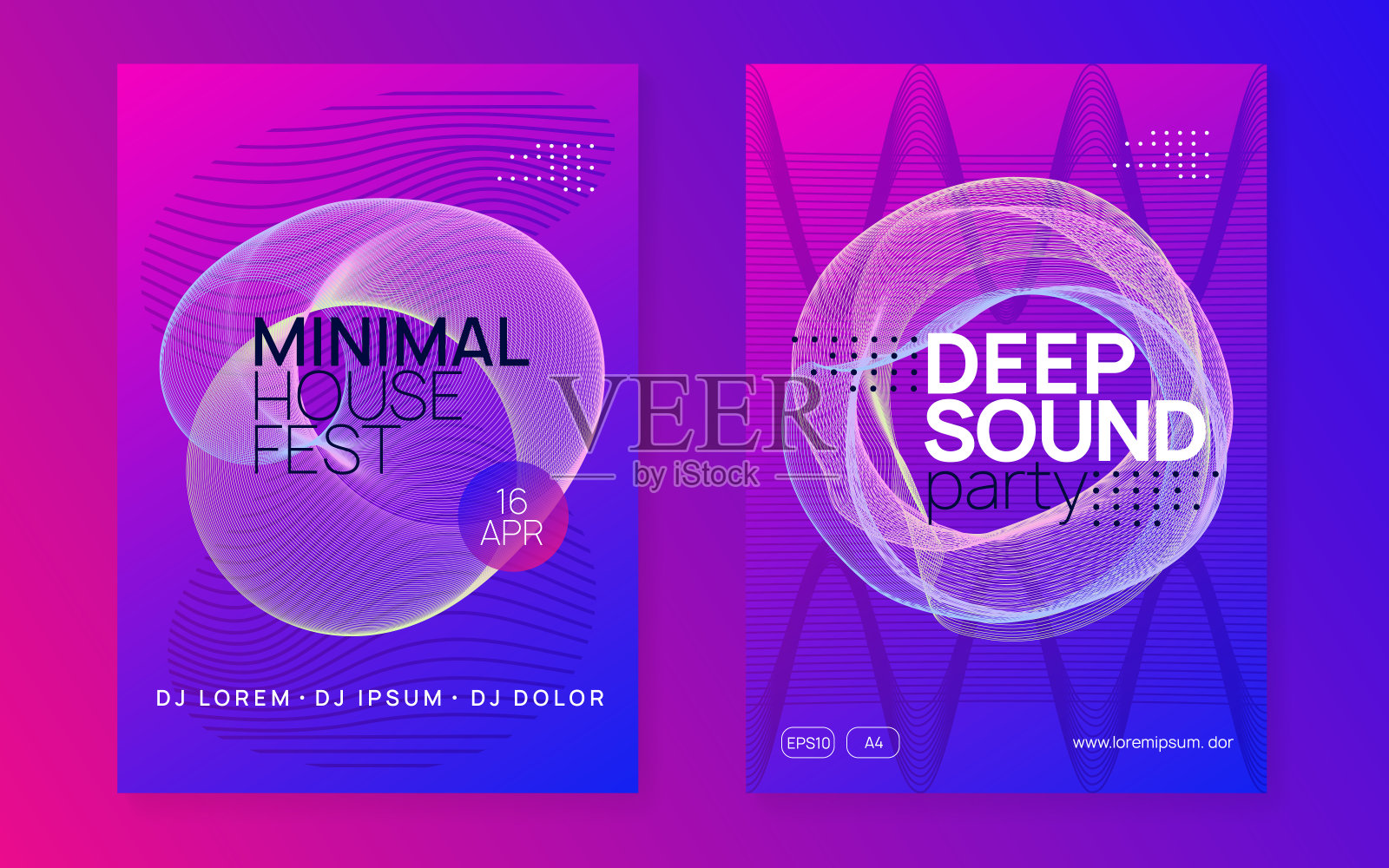 霓虹灯俱乐部传单。电子舞曲。恍惚dj。Electroni设计模板素材