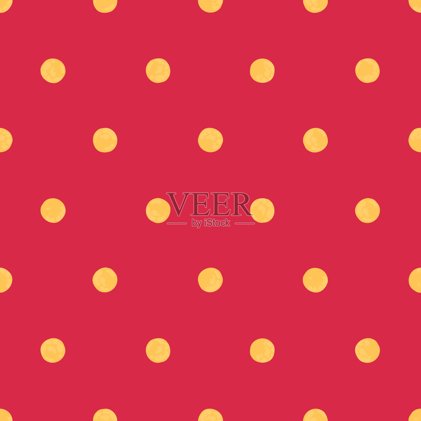 红色背景上的金色圆点，无缝矢量图案，圣诞假期设计。插画图片素材