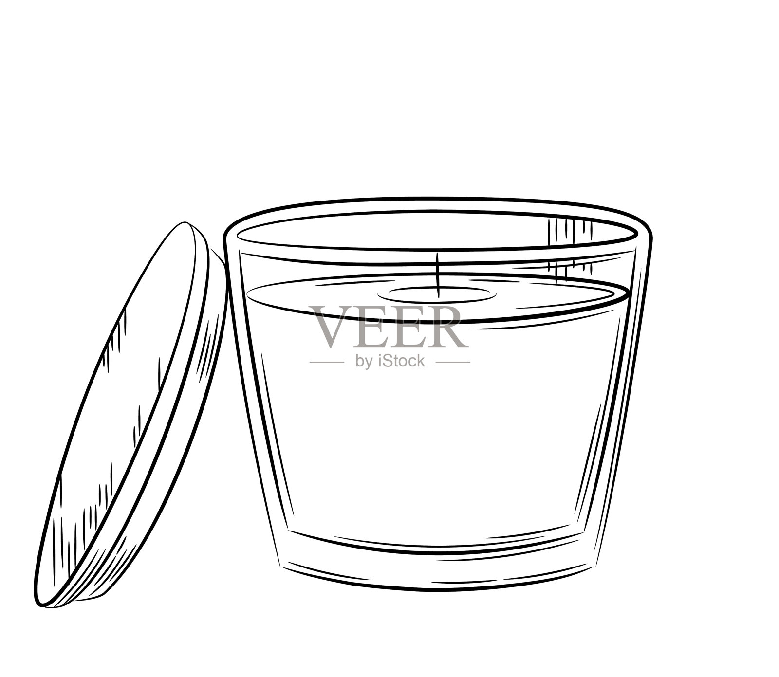 把蜡烛放在玻璃烛台里插画图片素材