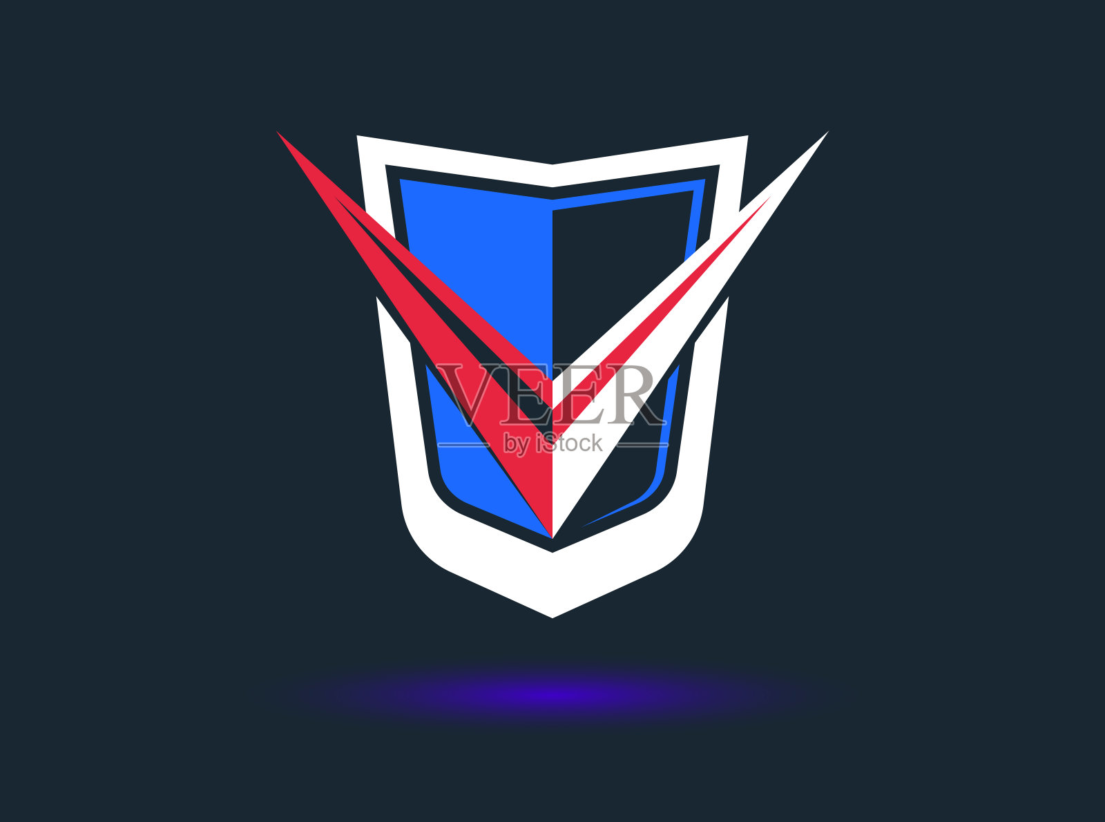 设计盾牌的品牌，弹药保护符号，防病毒或体育主题，保险或保证。插画图片素材