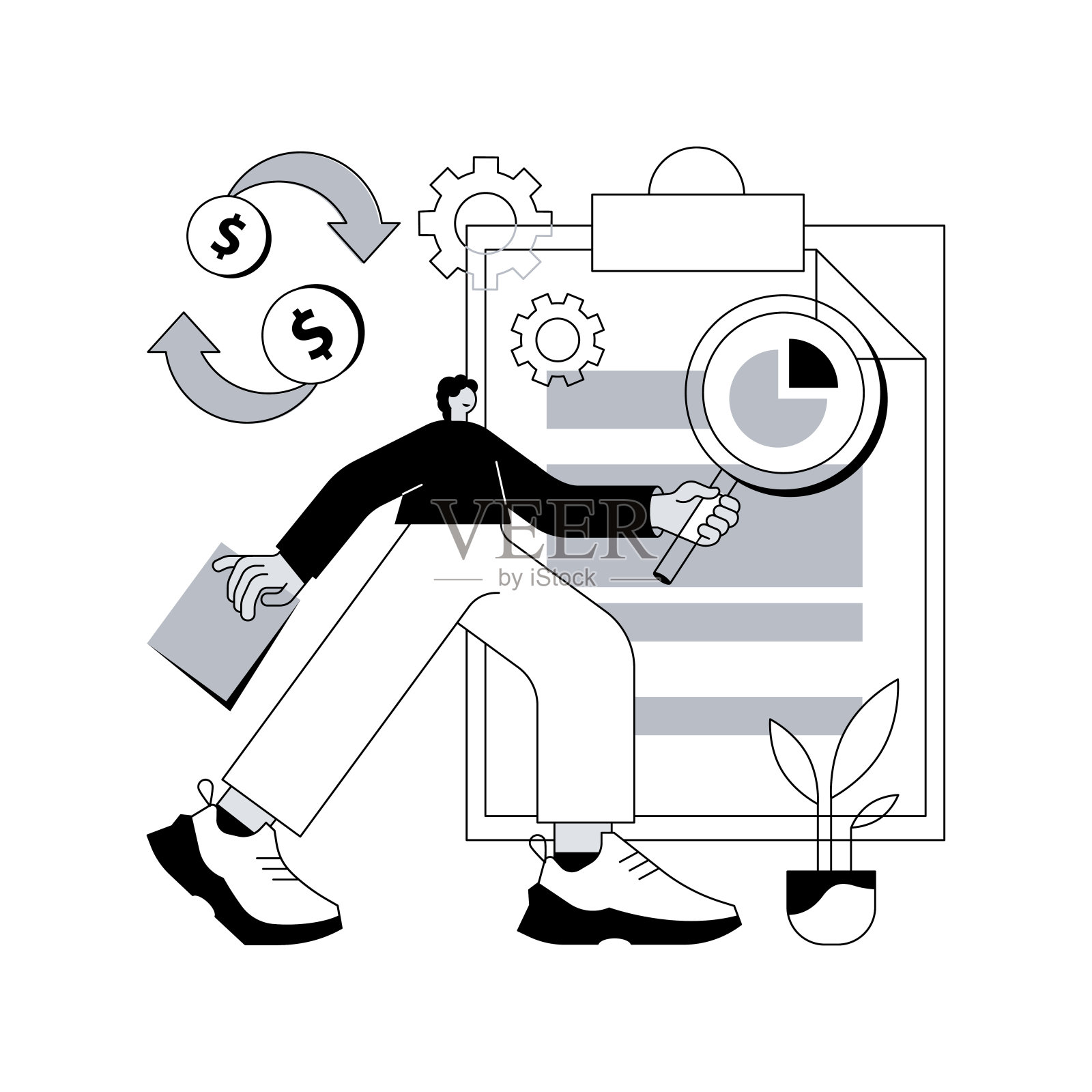 现金流量表抽象概念向量说明。插画图片素材