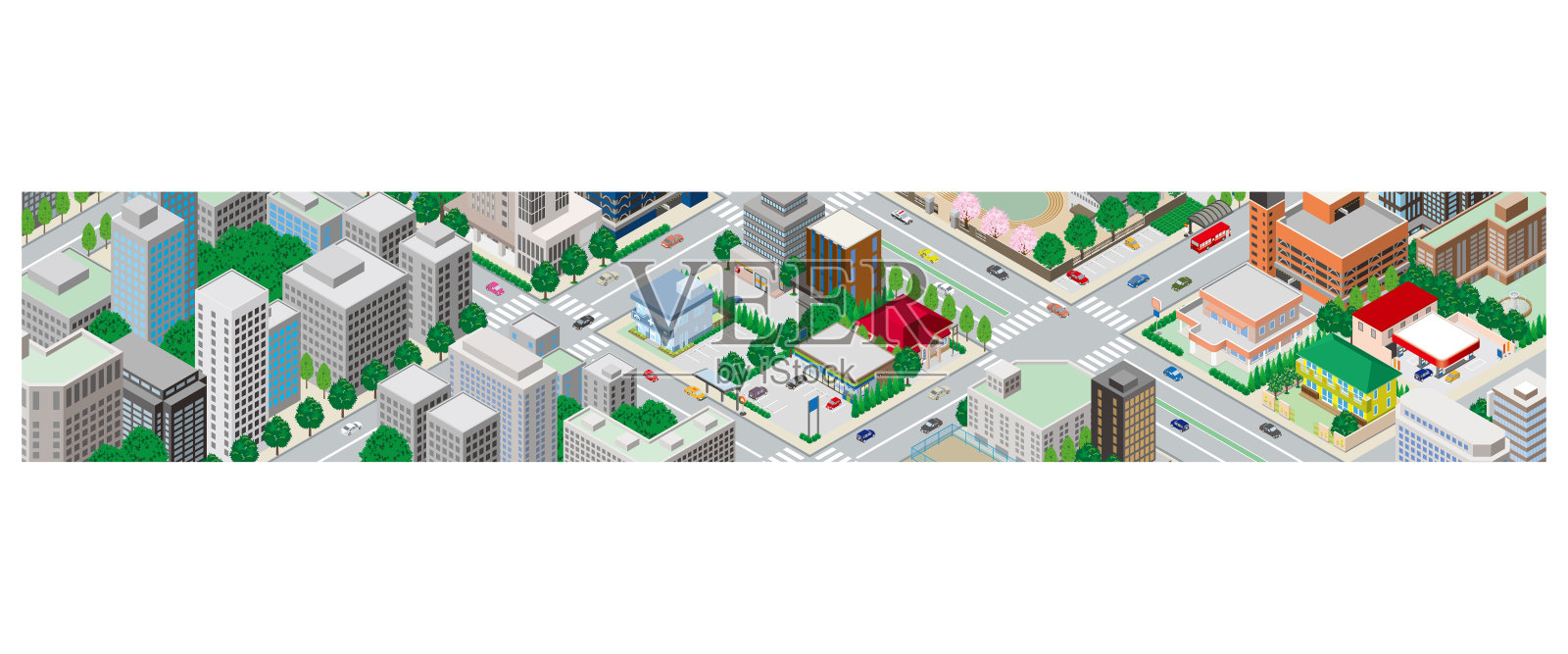 城市景观的三维视图。城市景观。插画图片素材