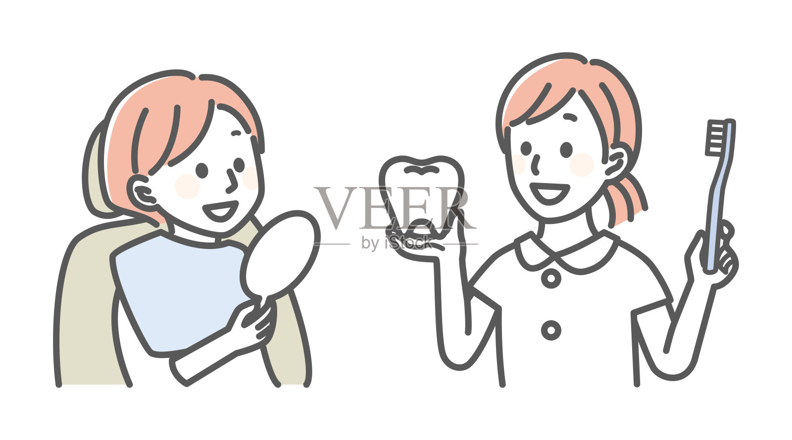 简单的插图为牙医和牙齿插画图片素材