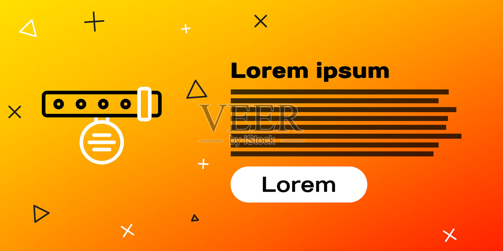 线领与姓名标签图标隔离在黄色插画图片素材