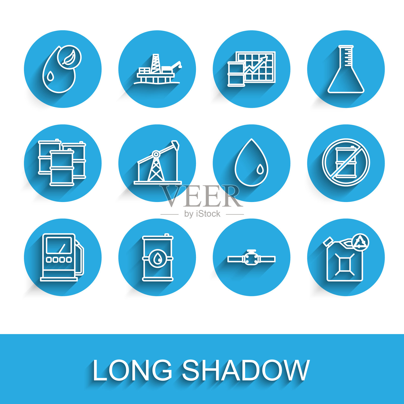 设置线汽油或加油站桶油生物图标素材