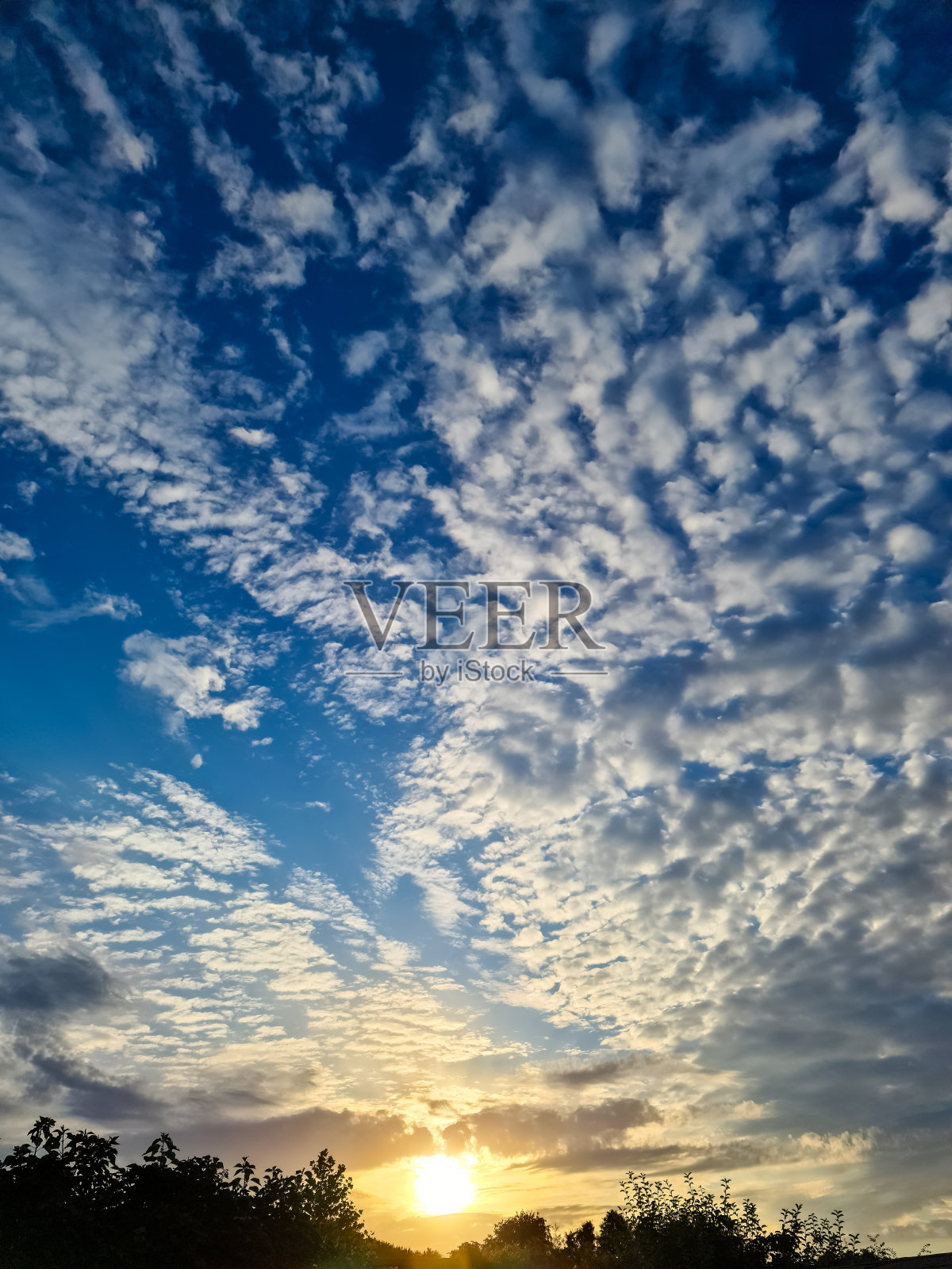 夏天深蓝色的天空中形成了美丽的蓬松的白云照片摄影图片