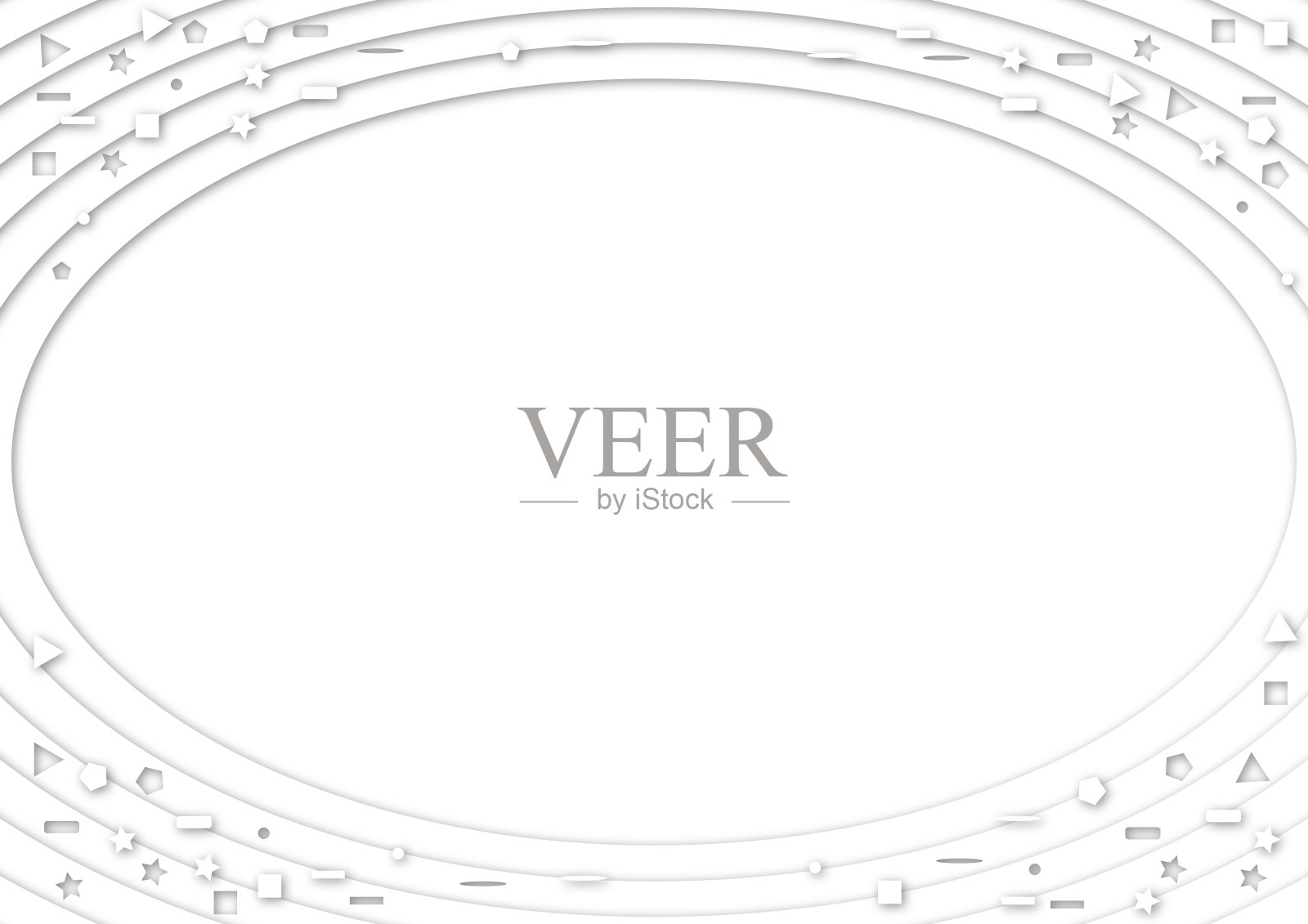 白色几何框架剪纸背景，椭圆形抽象混合三维设计图案瓷砖，折纸风格插画插画图片素材