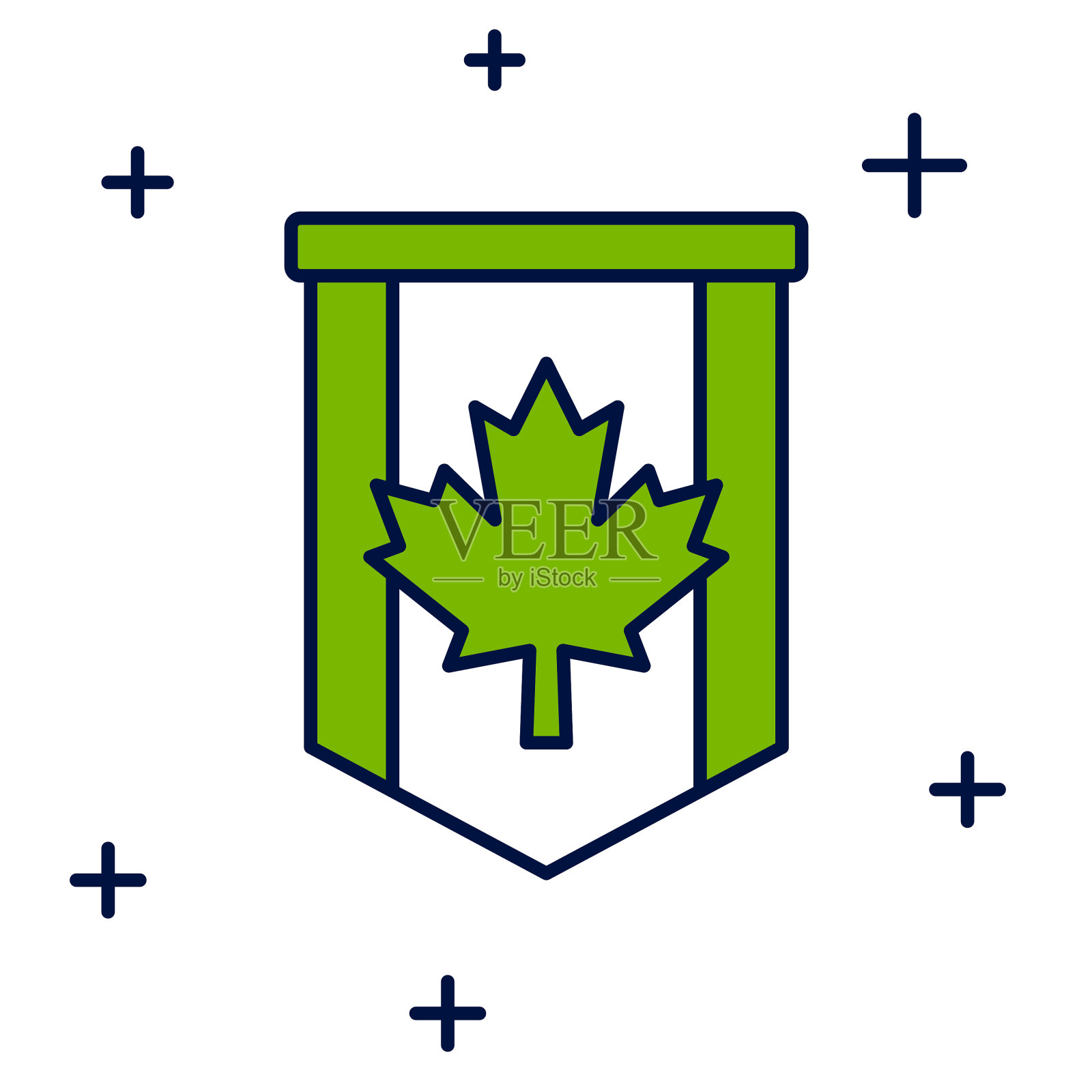 填充轮廓旗旗加拿大图标插画图片素材