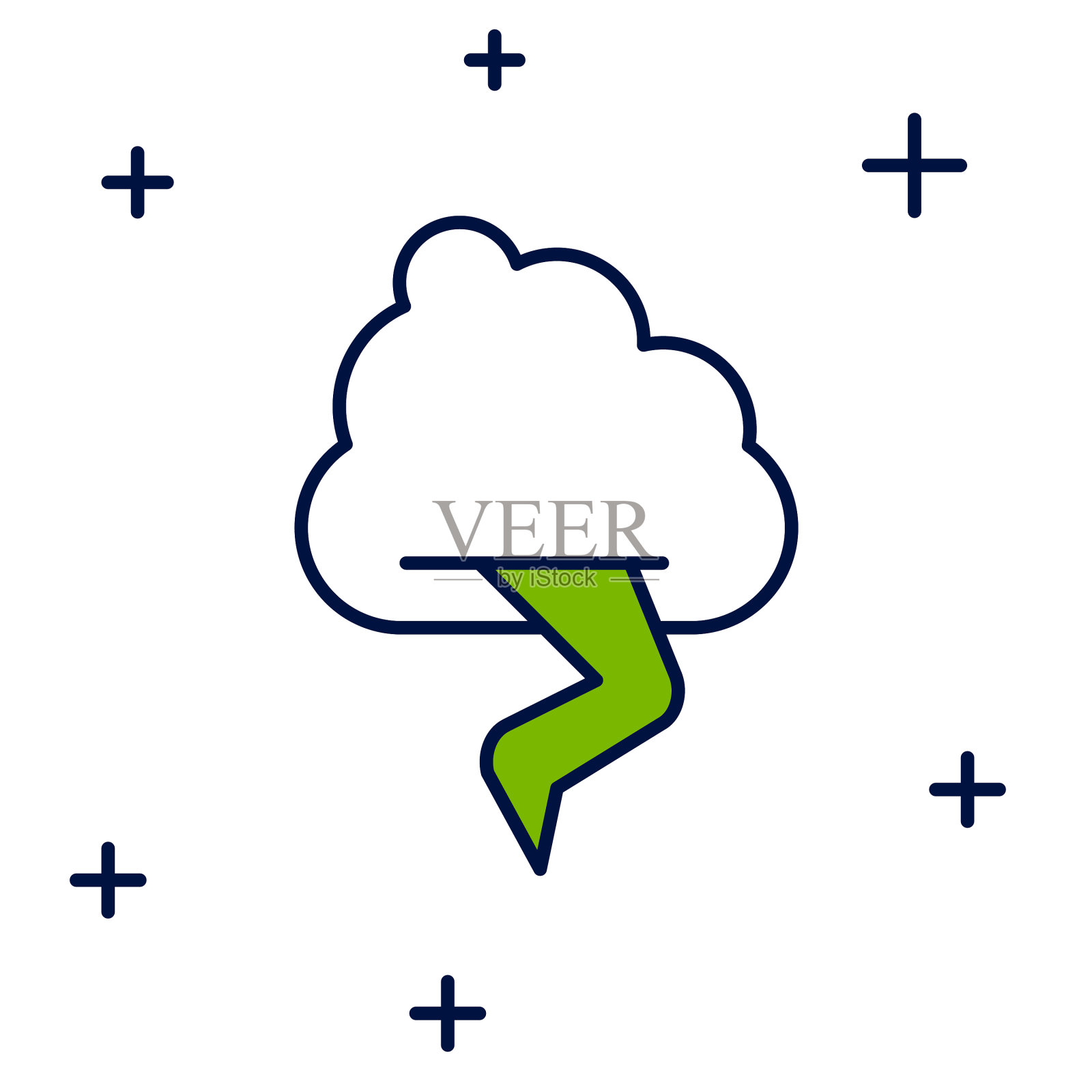 填充轮廓风暴图标孤立在白色图标素材