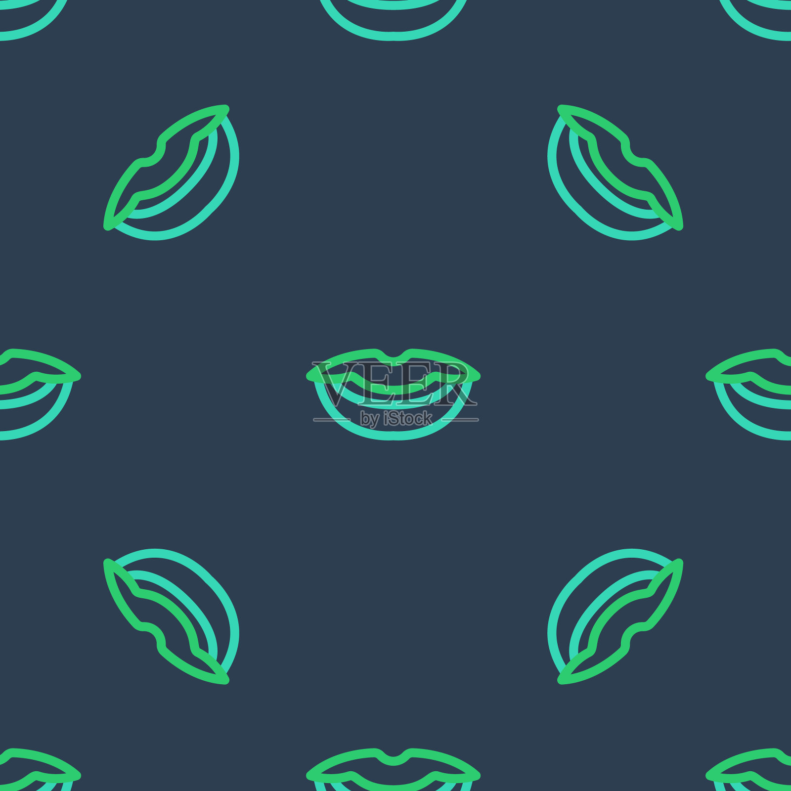 线条微笑的嘴唇图标隔离无缝模式插画图片素材