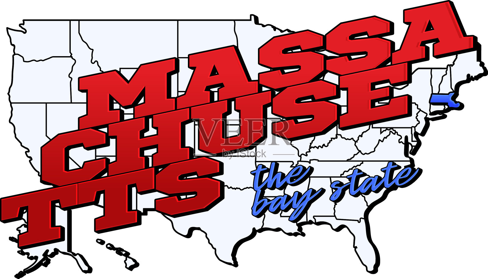 马萨诸塞州和我们在一起插画图片素材