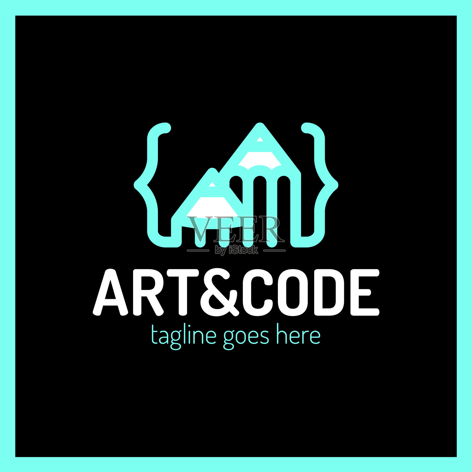 两支铅笔带有编码符号箭头向上的钢笔设计插画图片素材