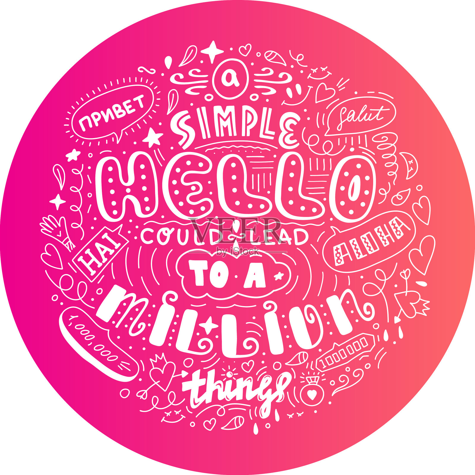 用不同的语言写简单的你好插画图片素材