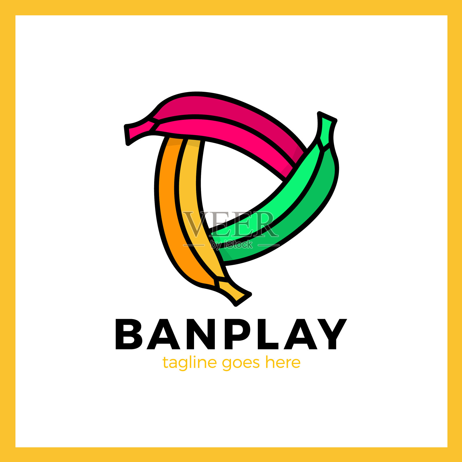 三只香蕉玩媒体logo插画图片素材