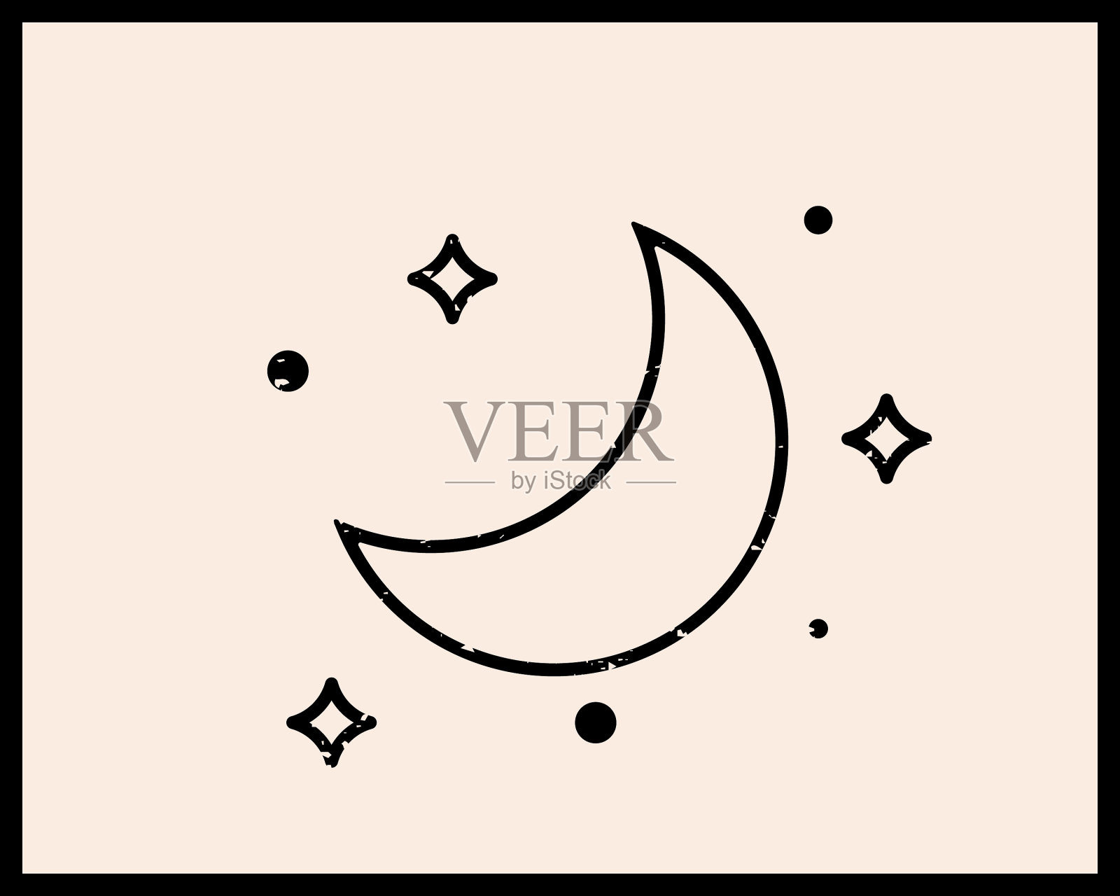 月亮线性标志图标为化妆品美容纹身插画图片素材