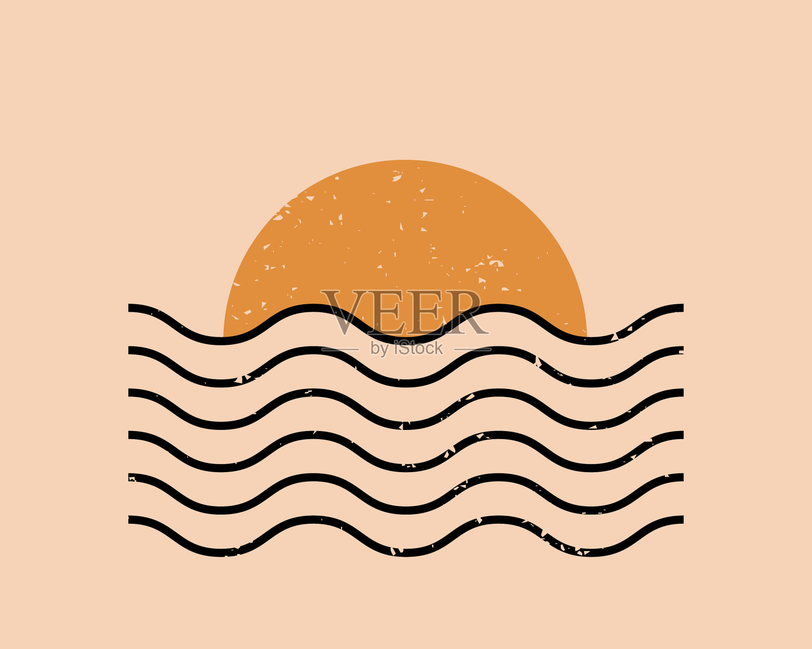 现代抽象美学背景与太阳和插画图片素材