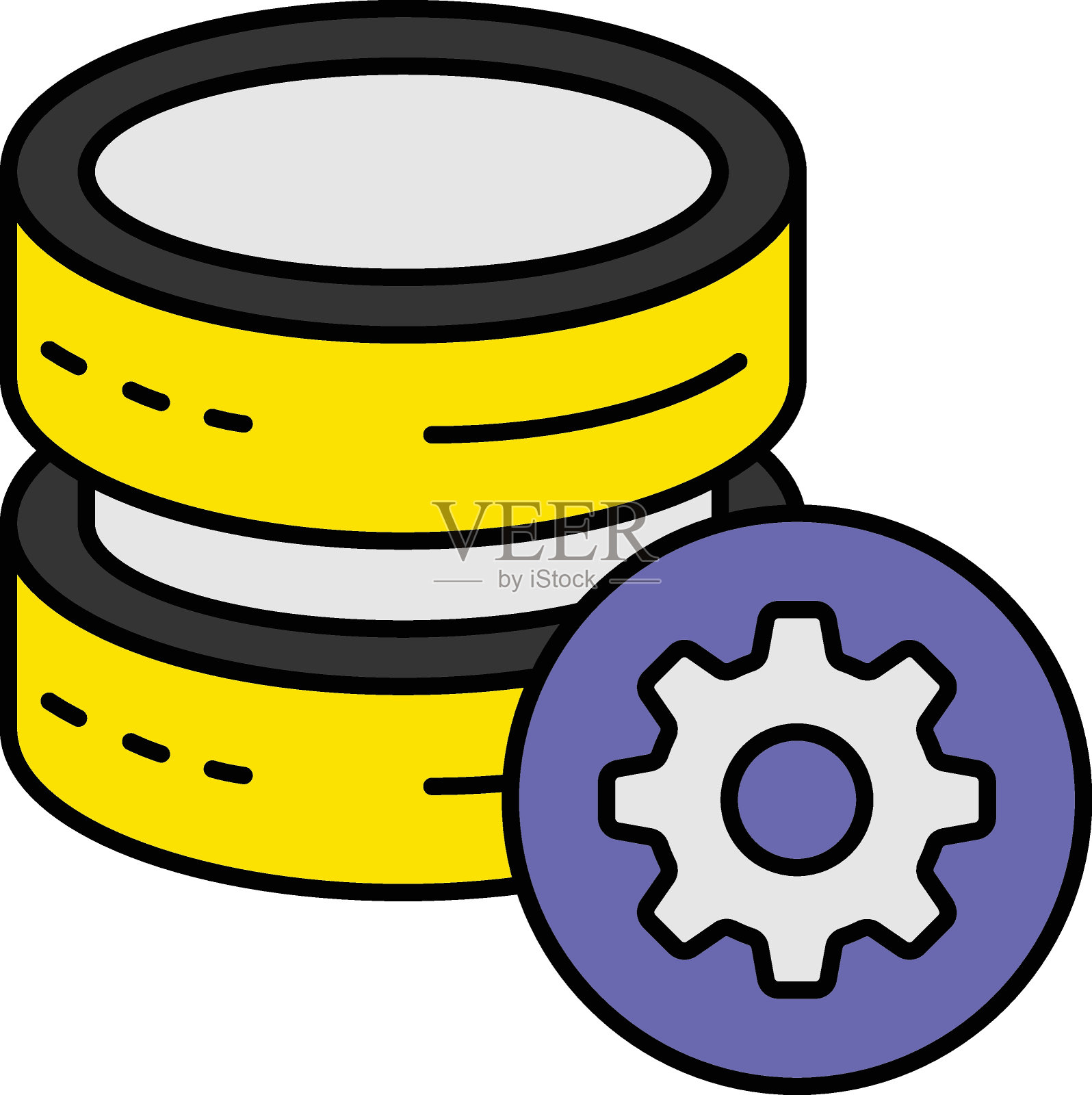 数据化矢量彩色图标设计，大数据符号，商业智能标志，网络托管和数据中心库存插图，关系数据库管理系统概念图标素材