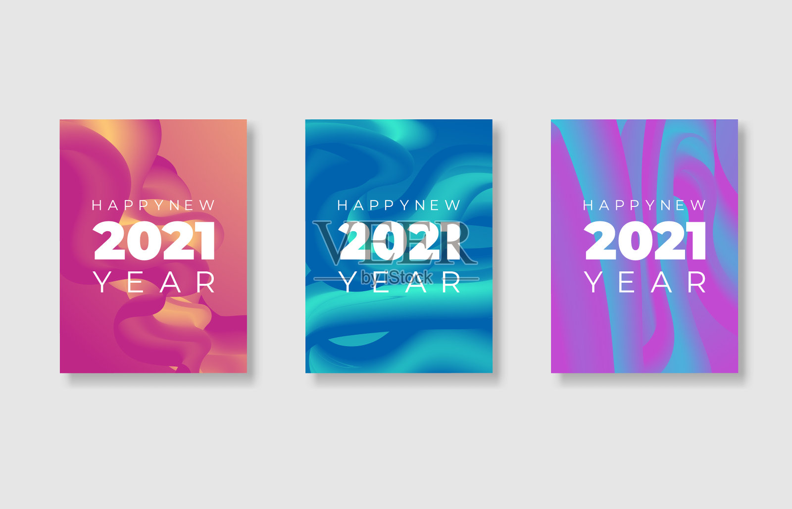 2021年新年祝福海报套装插画图片素材