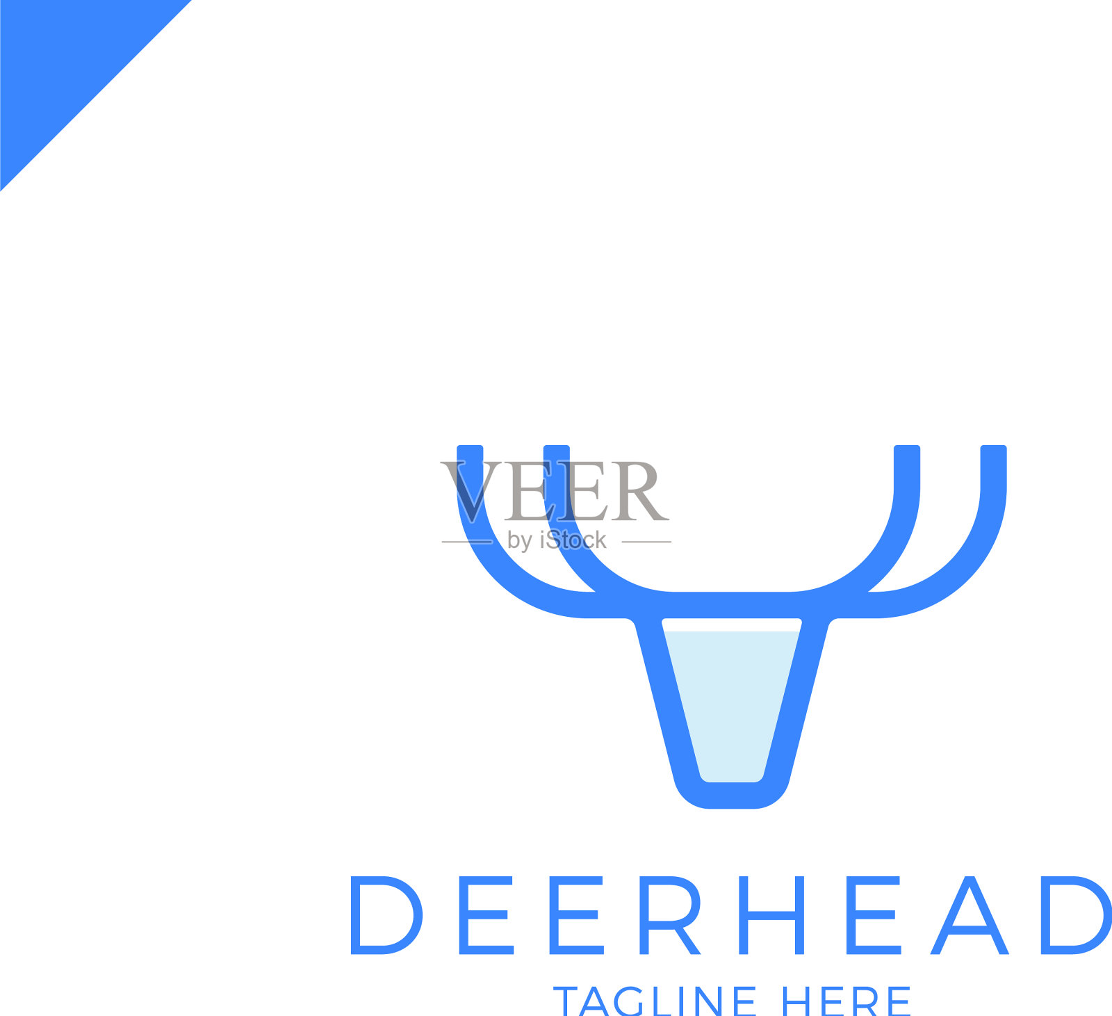 线条标识以一只鹿的形式极简插画图片素材