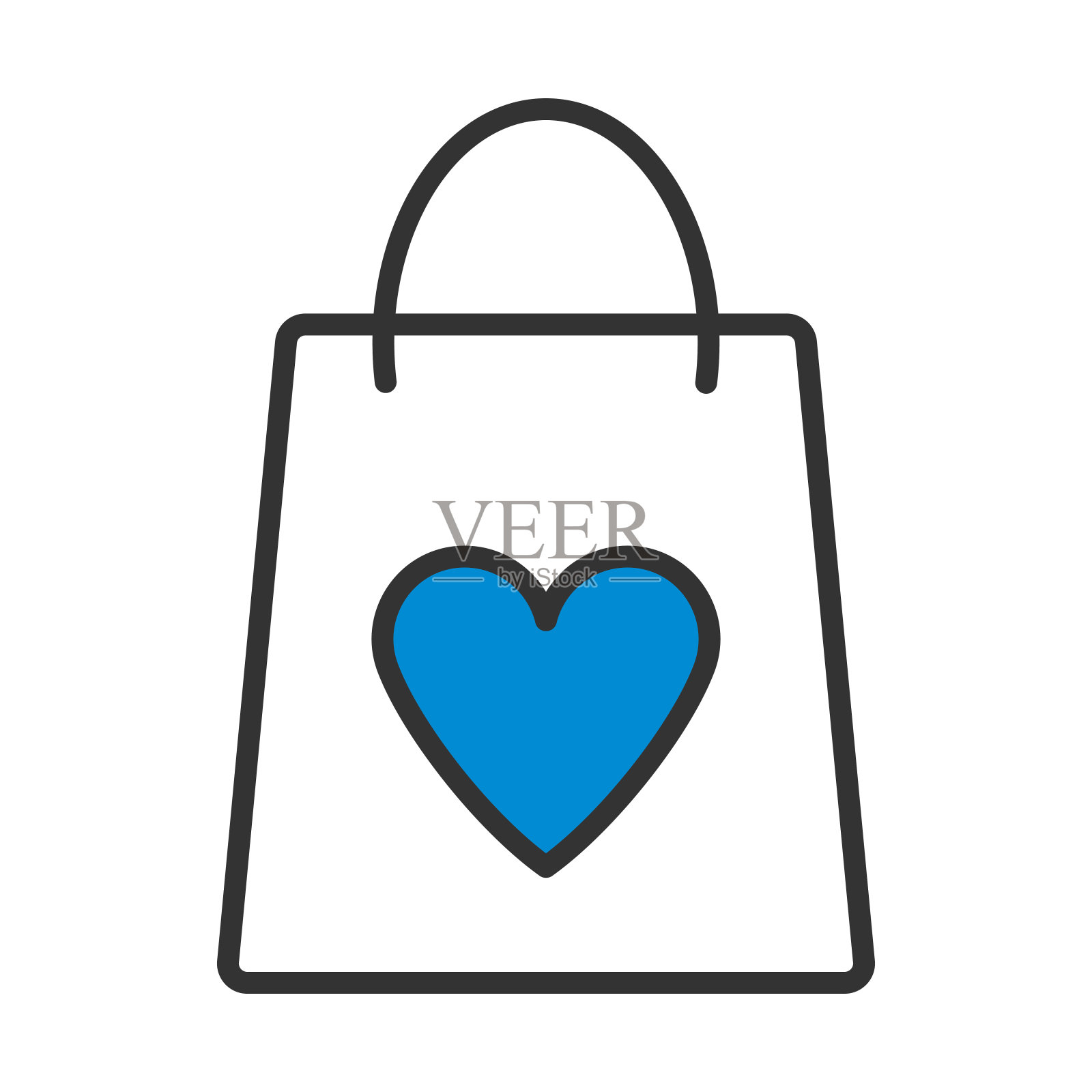 购物袋与心脏图标插画图片素材