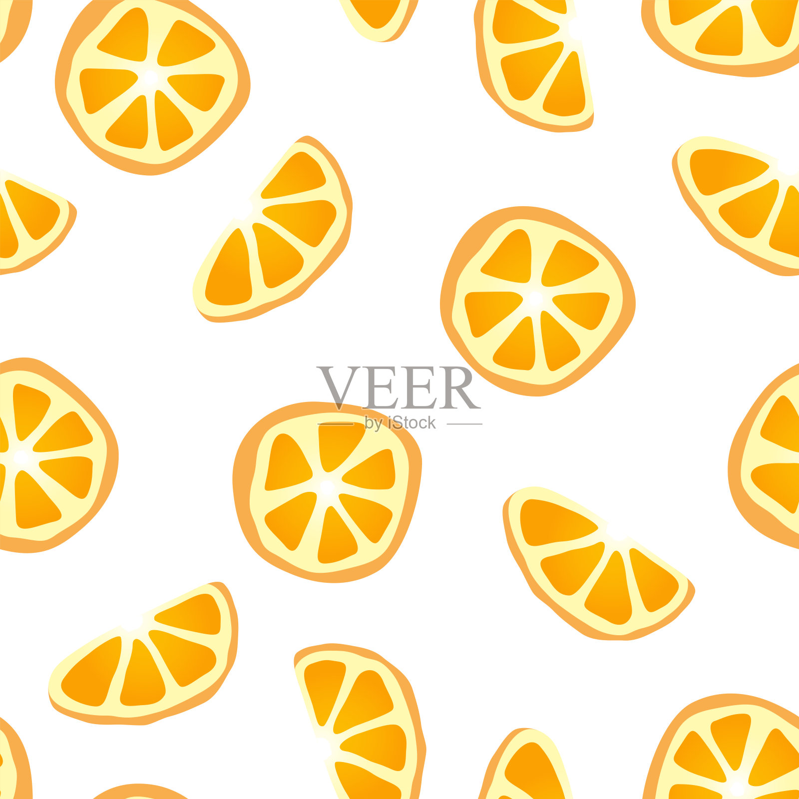 可爱的卡通柑橘无缝图案设计元素图片