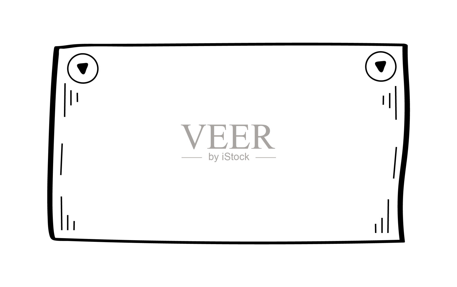 涂鸦风格的空白纸。草图贴纸矢量插图为笔记。涂鸦的清单插画图片素材