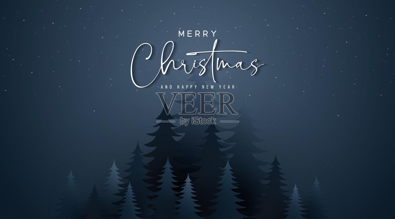 圣诞快乐和新年快乐的贺卡设计与圣诞树的元素。现代优雅的圣诞横幅背景。冬天的风景。适用于海报，网站，卡片。矢量图插画图片素材