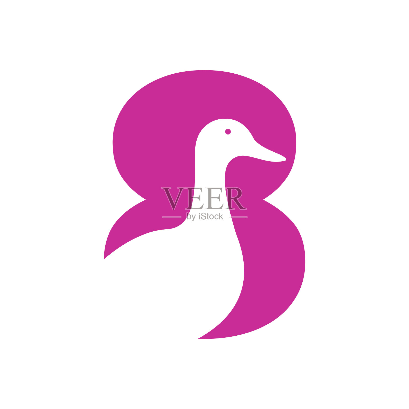 初始鸭标志上的字母8负空间概念矢量模板插画图片素材