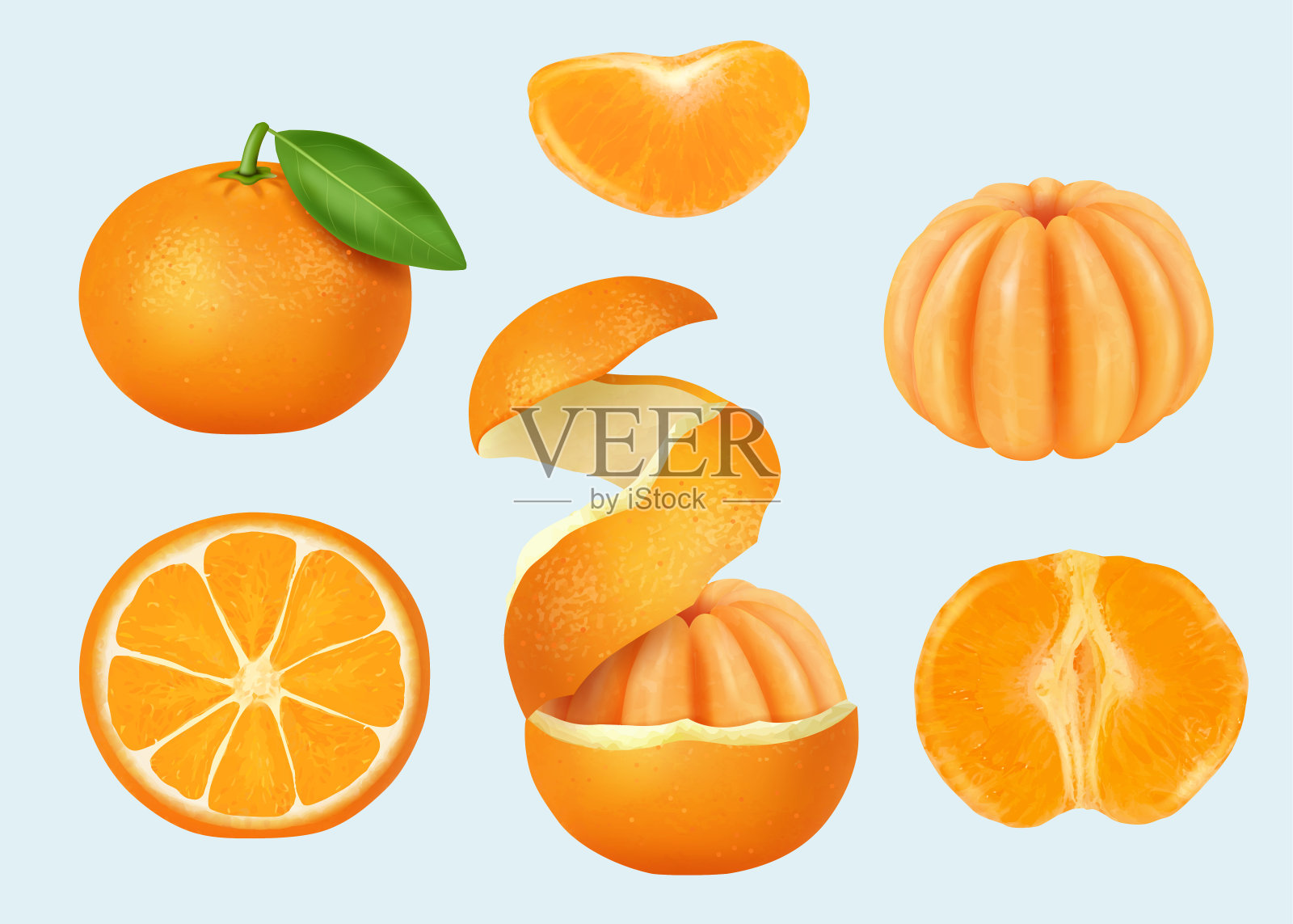 切片普通话。橘子片健康产品去皮普通话体面矢量现实模板设计元素图片