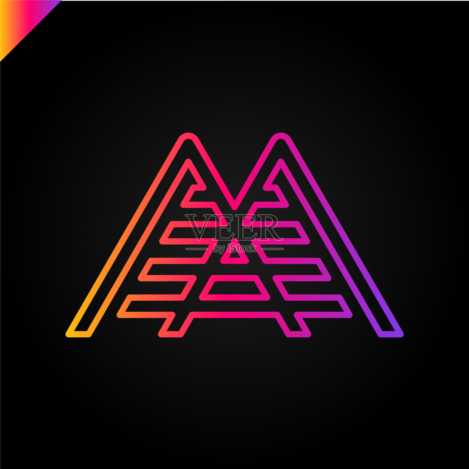 简洁的标志在现代风格的山顶插画图片素材