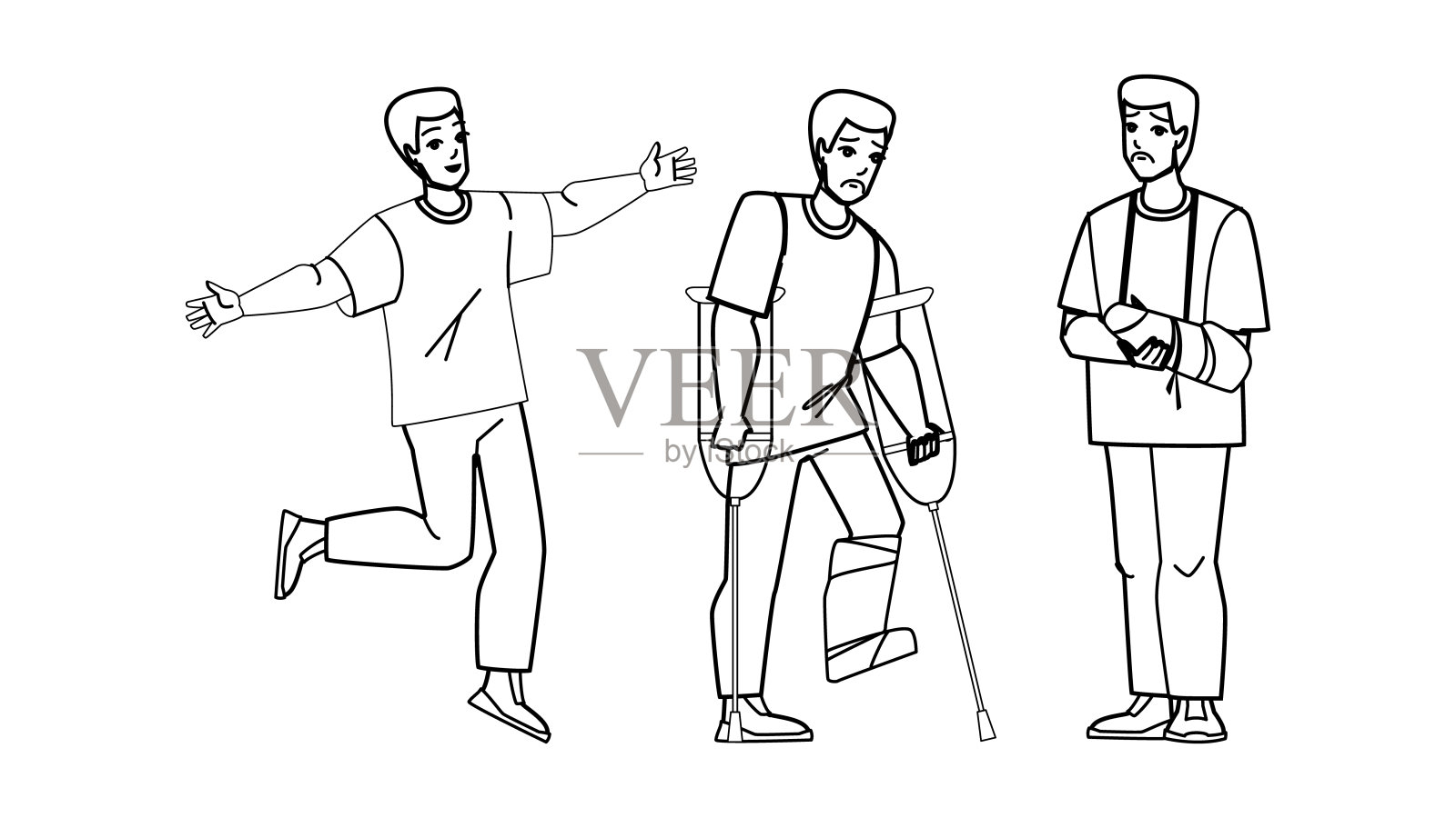 骨折的人向量插画图片素材