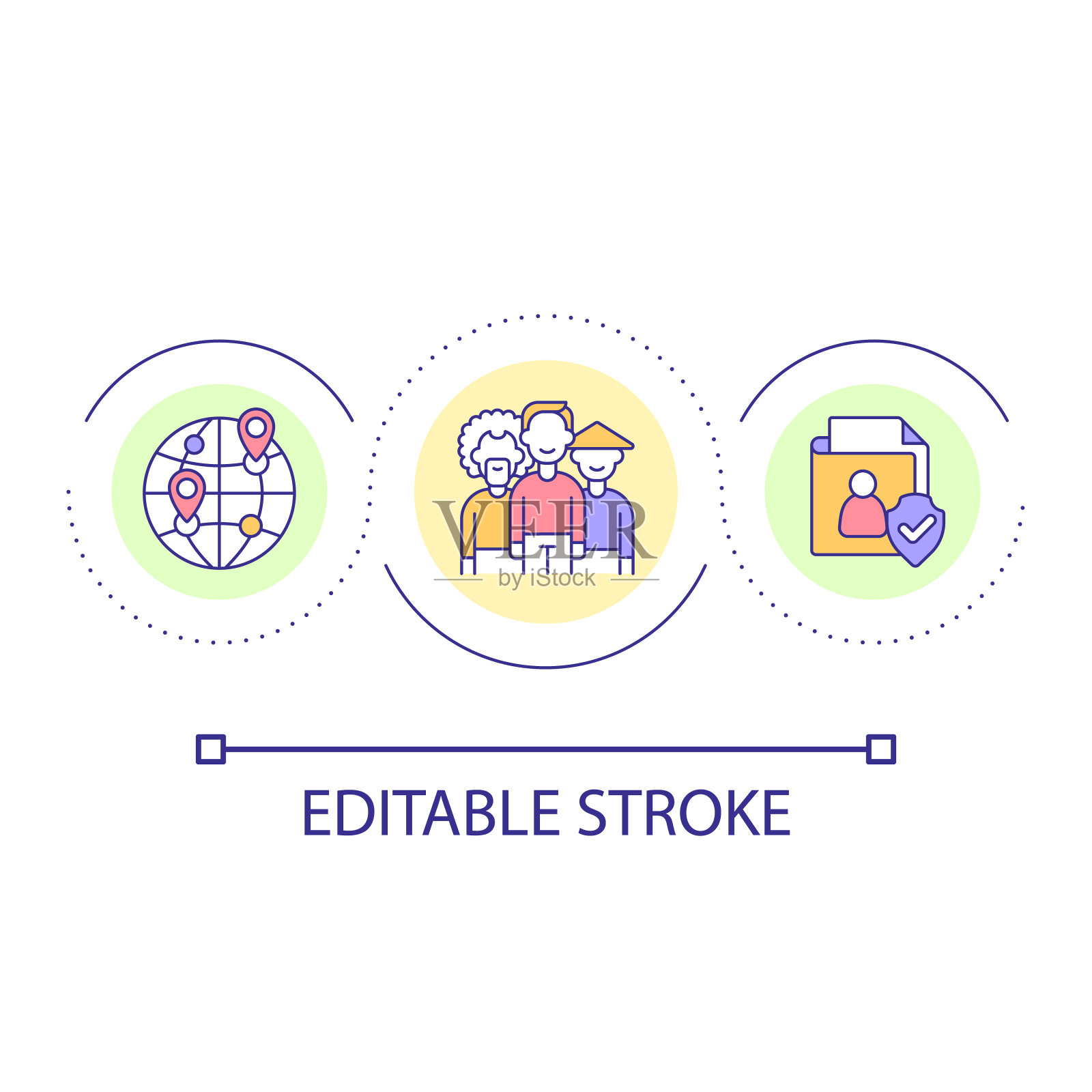 种族多样性循环概念图标插画图片素材