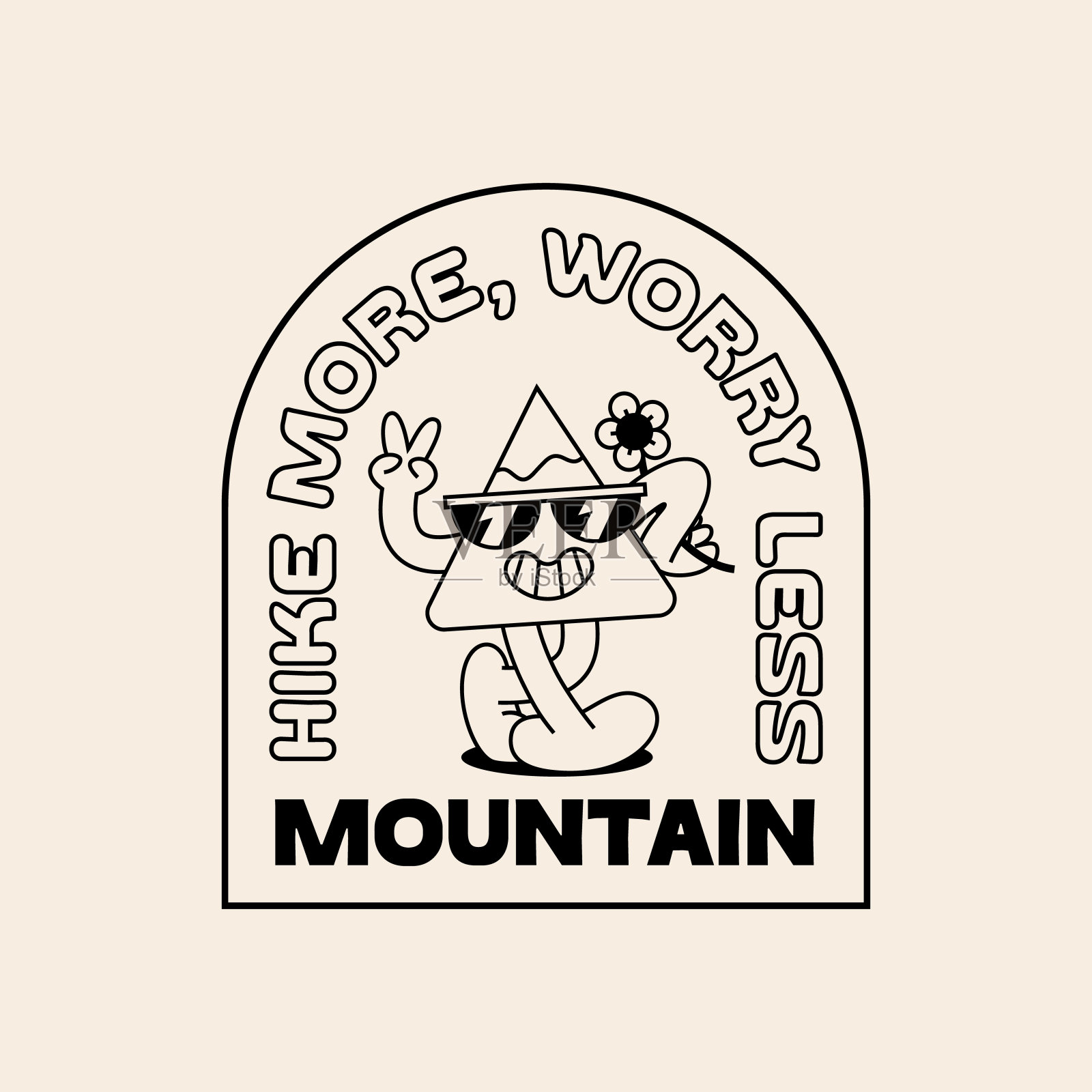 有趣的复古插画引用关于山脉。复古风格的矢量字符。户外夏令营标志插画图片素材