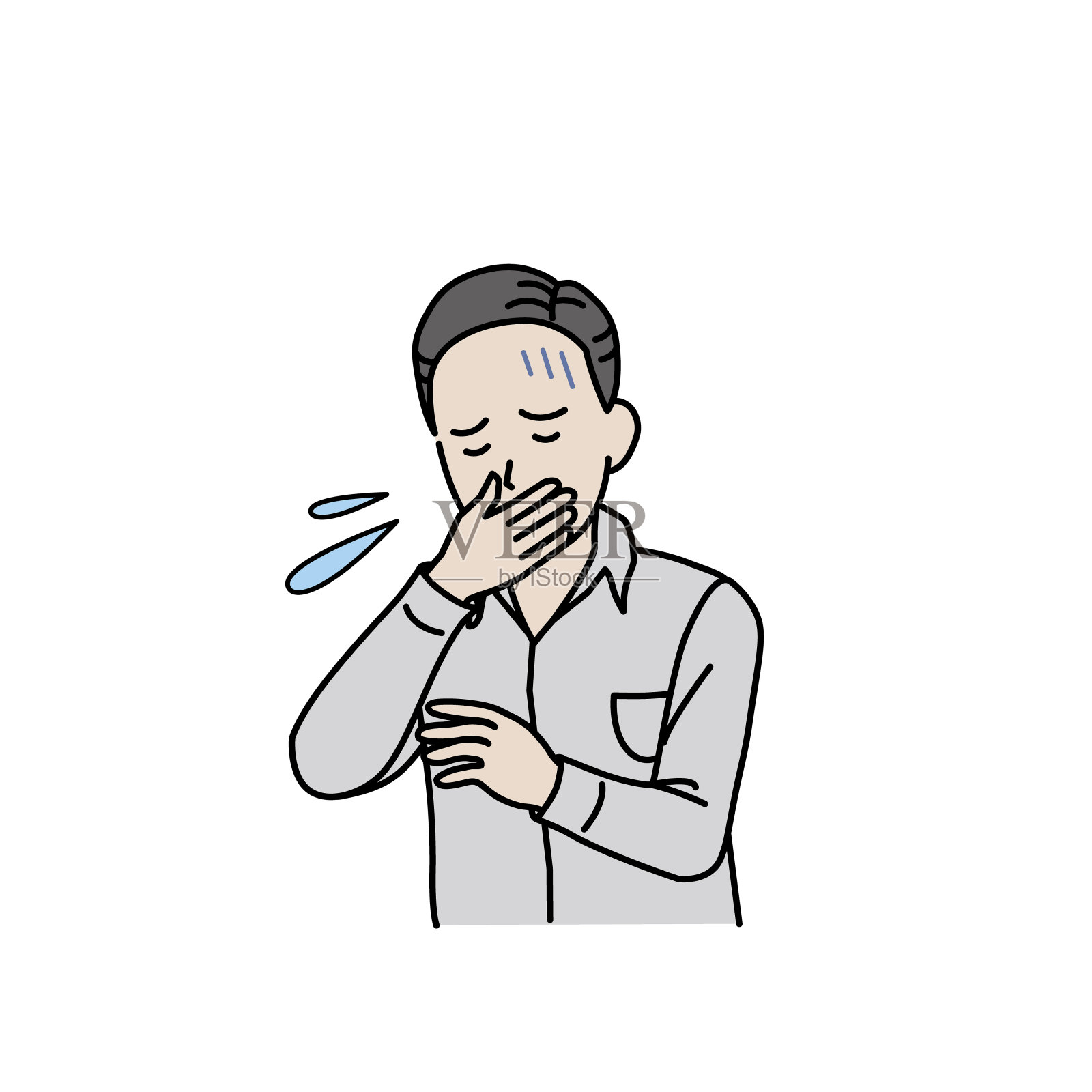 中年男子呕吐插画图片素材