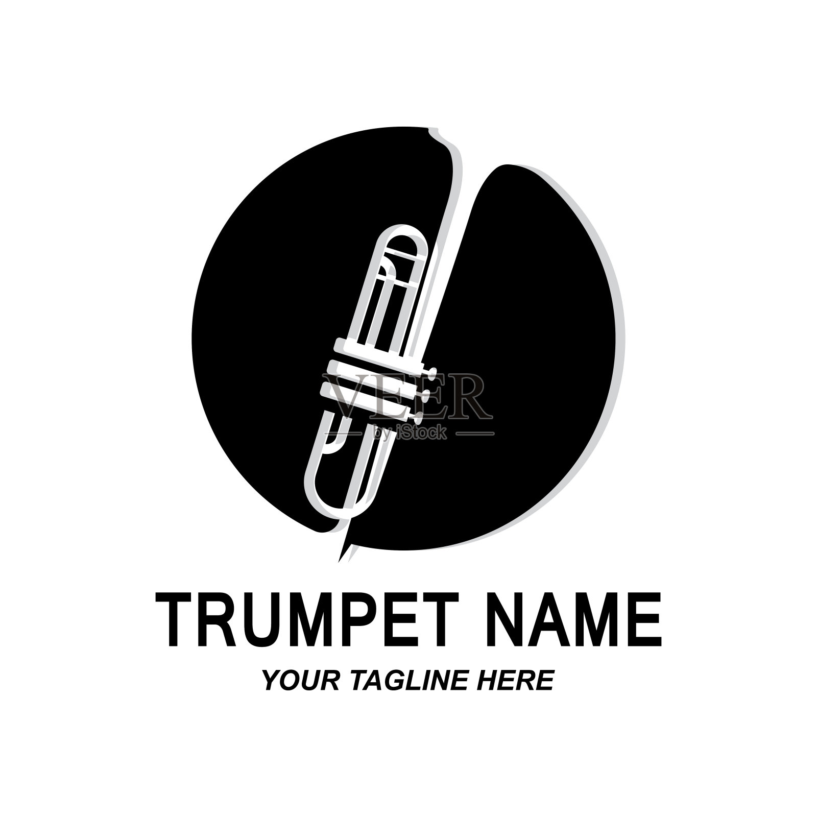 小号标志设计，生成旋律，乐器矢量素描插图设计模板素材