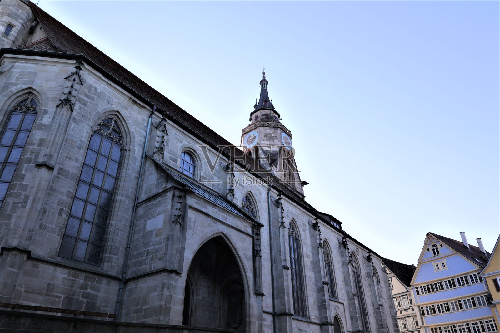 冬日里阳光明媚的老城Tübingen照片摄影图片