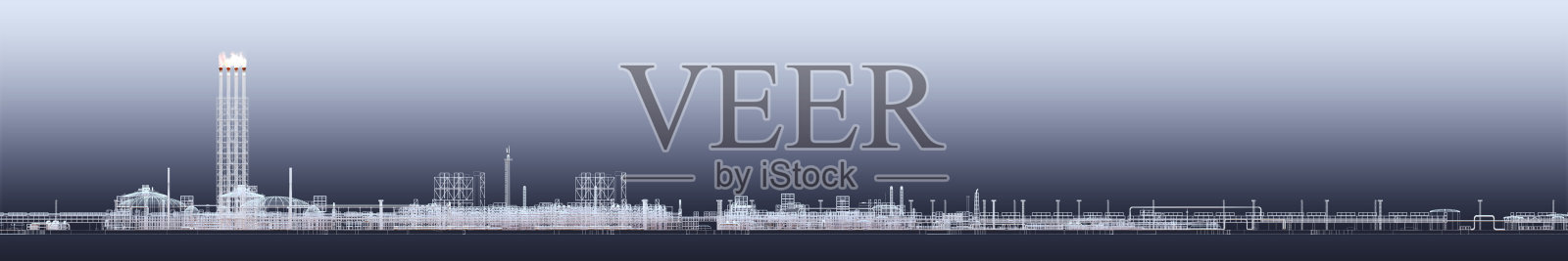 液化天然气工厂。方案与白线和渐变背景。3 d渲染照片摄影图片