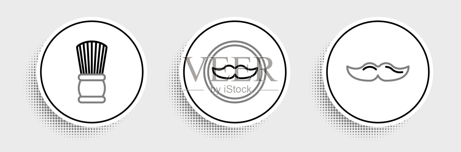 设置线胡子剃须刷和图标图标素材