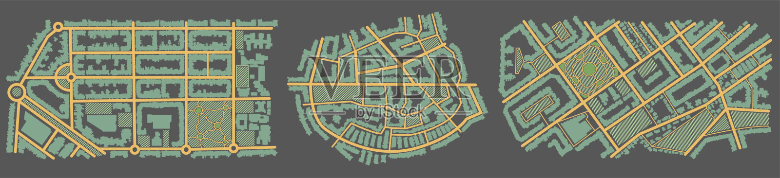 城市的俯视图。从地图上看建筑。地图导航到自己的房子。前视图。抽象的背景。可爱的简单的设计。矢量插图孤立。插画图片素材