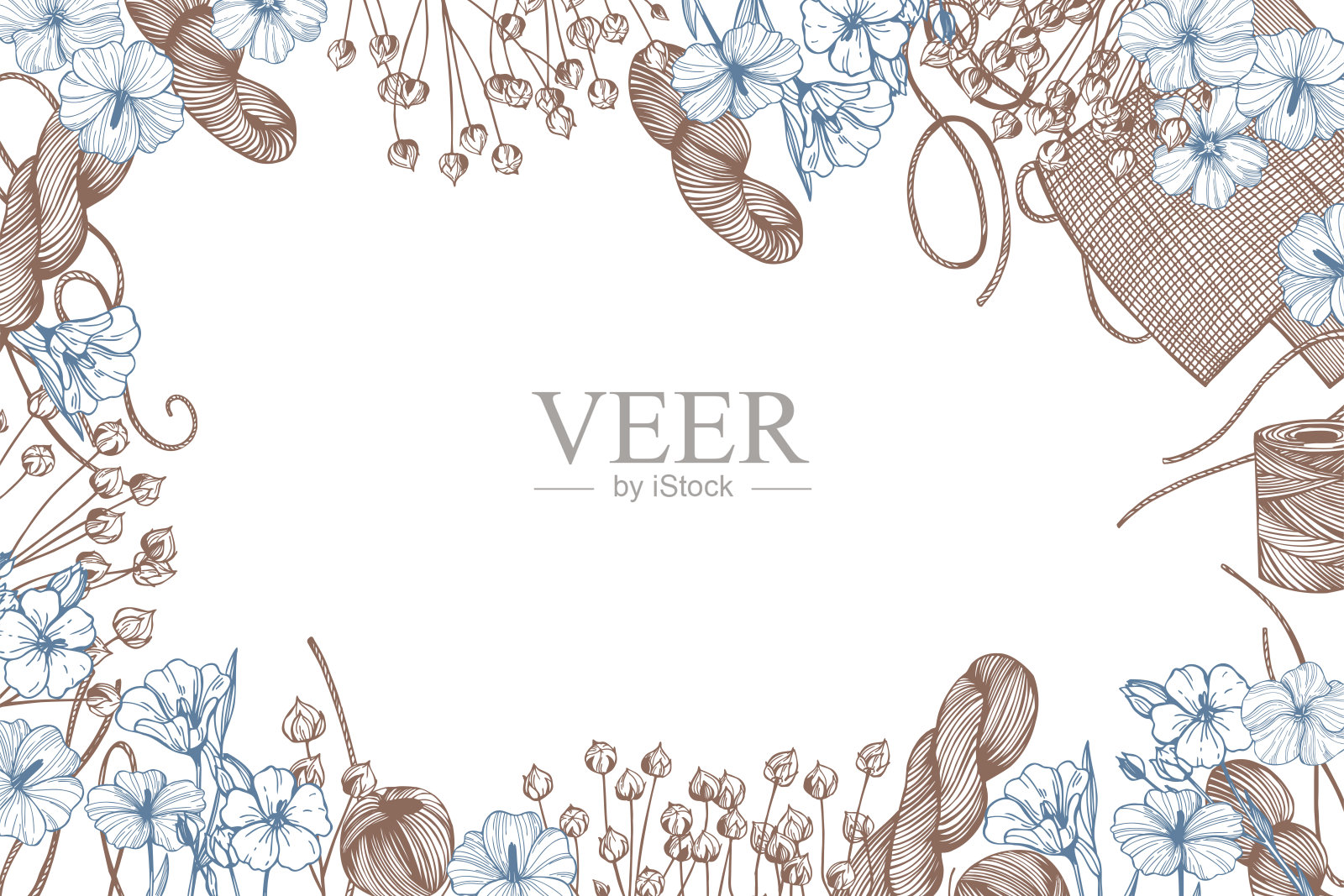 亚麻植物。亚麻线程。向量的背景。插画图片素材