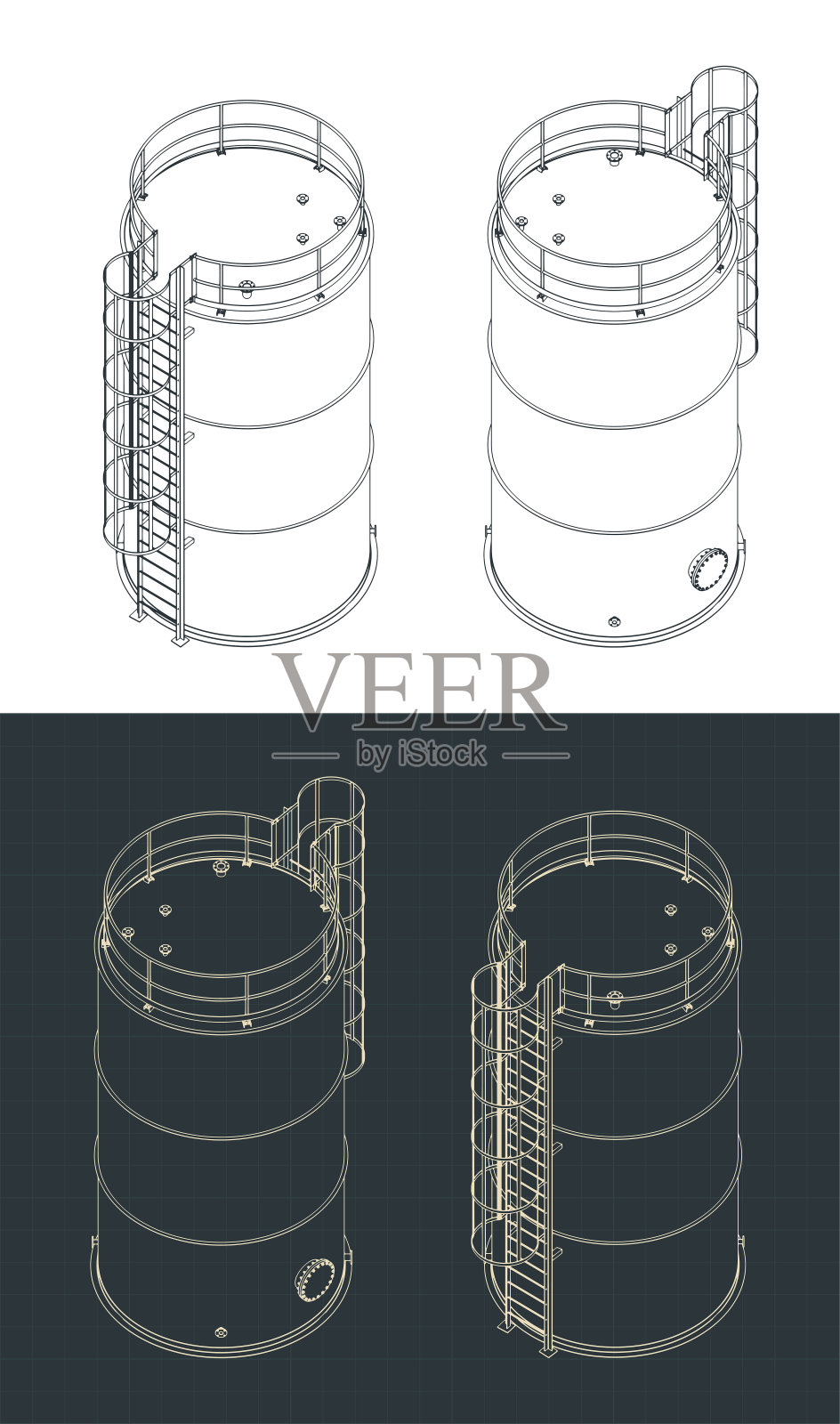 储罐等距图插画图片素材