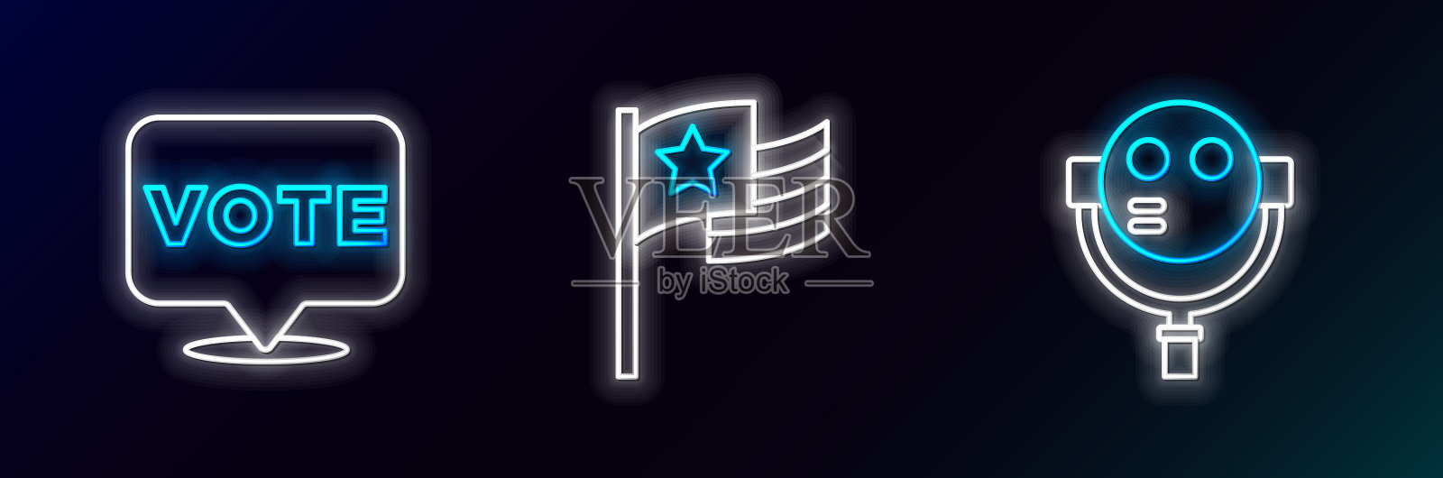 套线游客双筒望远镜投票和美国图标素材